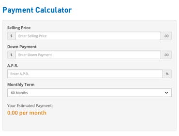screen shot of payment calculator